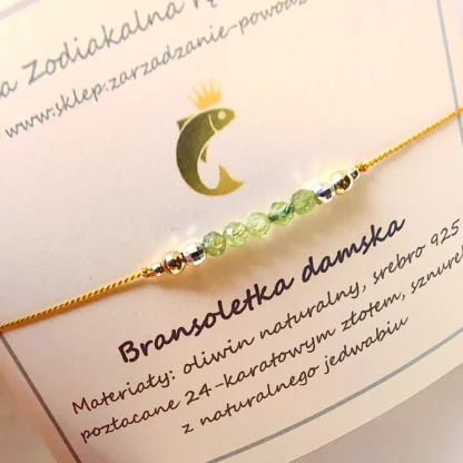 Bransoletka oliwin (peridot) mini-zodiaczek